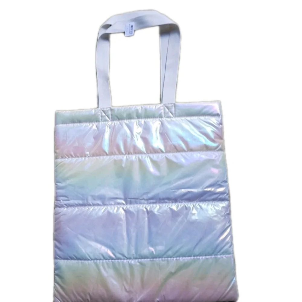 Bath and Body Works Iridescent White Puffer Tote Bag